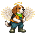 Duke is an example of a finished custom pet angler. Your character is made from your own pet photos.
