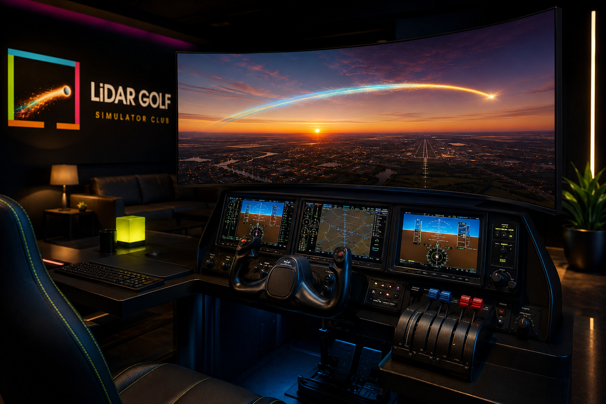 Flight simulator cockpit in the LiDAR Golf club palette